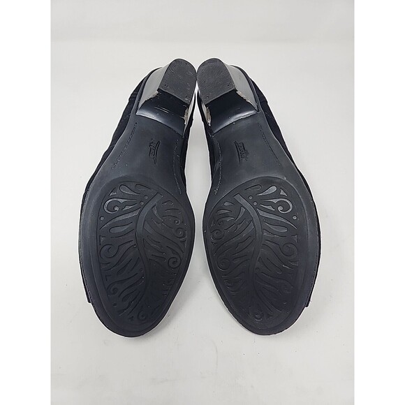 Earth Women's Aurora Size 8.5 B Black Sandals Block Heel Front Tie Back Zipper - Picture 14 of 16